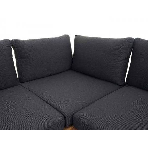 Garten-Garnitur mit Sessel Lounge-Set Sofa, Spun Poly Akazie Holz MVG Aluminium ~ hellbraun, Polster dunkelgrau - Palo24