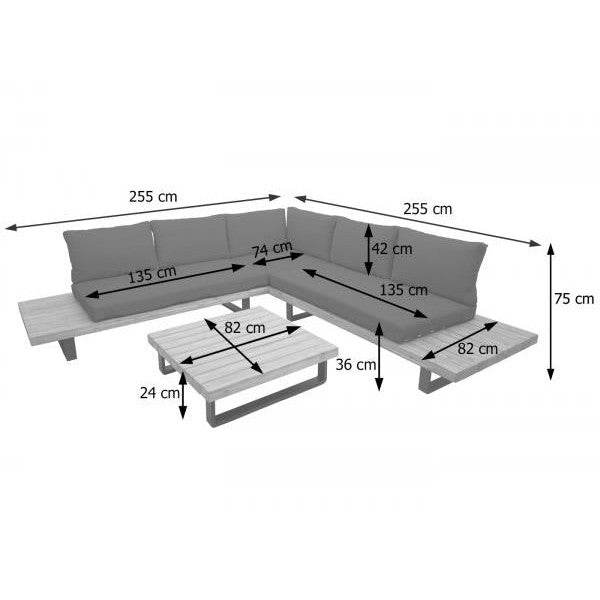 Garten-Garnitur Sitzgruppe Lounge-Set, Spun Poly Akazie Holz MVG Alu ~ hellbraun, Polster cremeweiss - Palo24