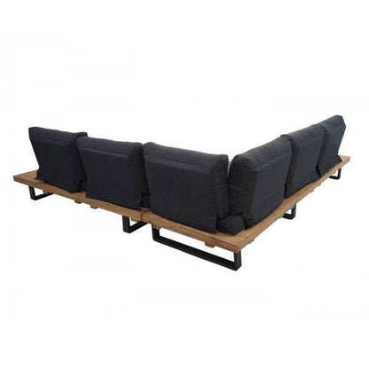 Garten-Garnitur mit Sessel Lounge-Set Sofa, Spun Poly Akazie Holz MVG Aluminium ~ hellbraun, Polster dunkelgrau - Palo24