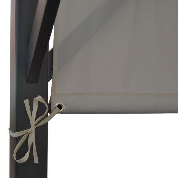 Pergola Baia, Garten Pavillon Terrassenüberdachung, stabiles 6cm-Stahl-Gestell + Schiebedach taupe ~ 3x4m - Palo24