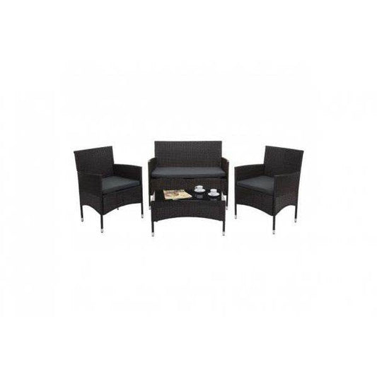 Poly-Rattan Garnitur HWC-F55, Balkon-/Garten-/Lounge-Set Sofa Sitzgruppe ~ braun, Kissen dunkelgrau - Palo24