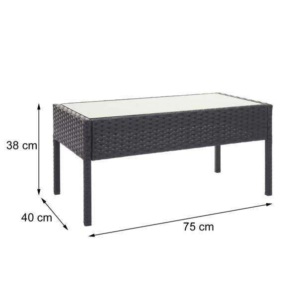 Poly-Rattan Garnitur HWC-F56, Balkon-/Garten-/Lounge-Set Sitzgruppe ~ schwarz, Kissen dunkelgrau