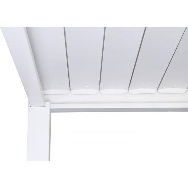 Pergola HWC-J32, padiglione da giardino a doghe, struttura in alluminio da 11 cm 6x3 m ~ bianco