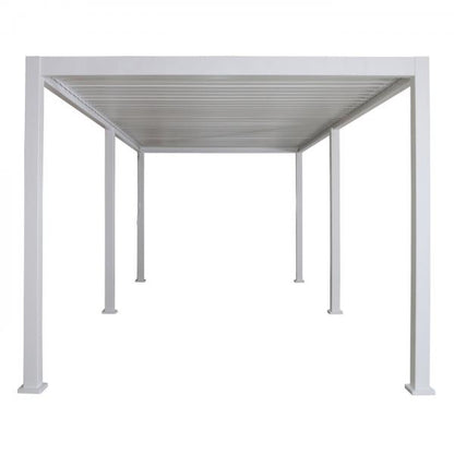 Pergola HWC-J32, padiglione da giardino a doghe, struttura in alluminio da 11 cm 6x3 m ~ bianco