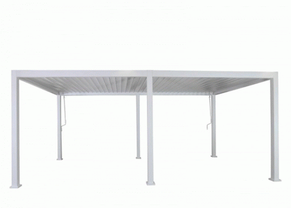 Pergola HWC-J32, padiglione da giardino a doghe, struttura in alluminio da 11 cm 6x3 m ~ bianco