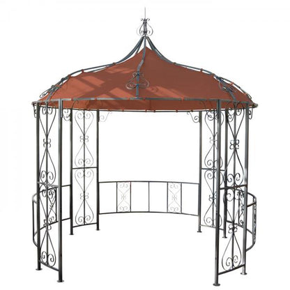 Pergola Almeria, Rundpavillon Garten Pavillon, stabiles Stahl-Gestell Ø 3m ~ terracotta-braun