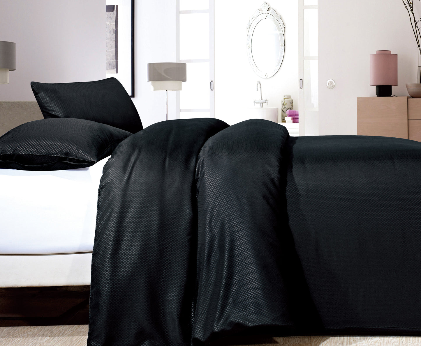 Bettbezug Satin Point Schwarz 140 x 220 cm