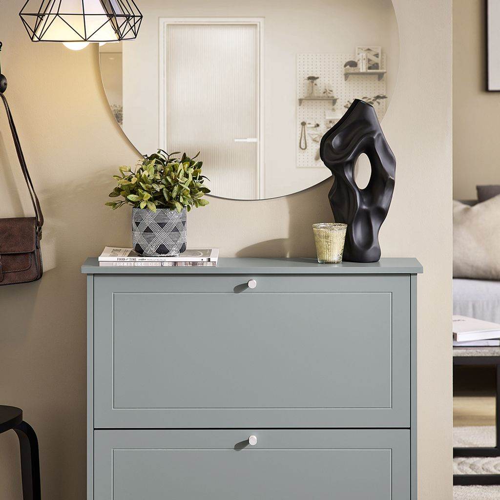 Schuhkipper | Schuhschrank mit 2 Klappen | Schuhkommode Hellgrau - Palo24