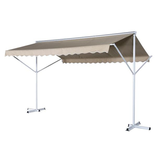 Tenda da sole da giardino autoportante con braccio pieghevole crema 3m x 3m