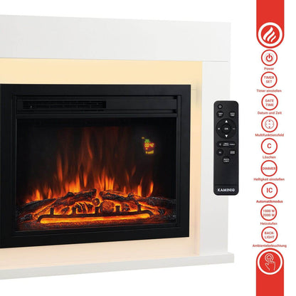 KAMINIO Elektrokamin MATTI Heizung, 3D-Flammeneffekt Weiss - Palo24
