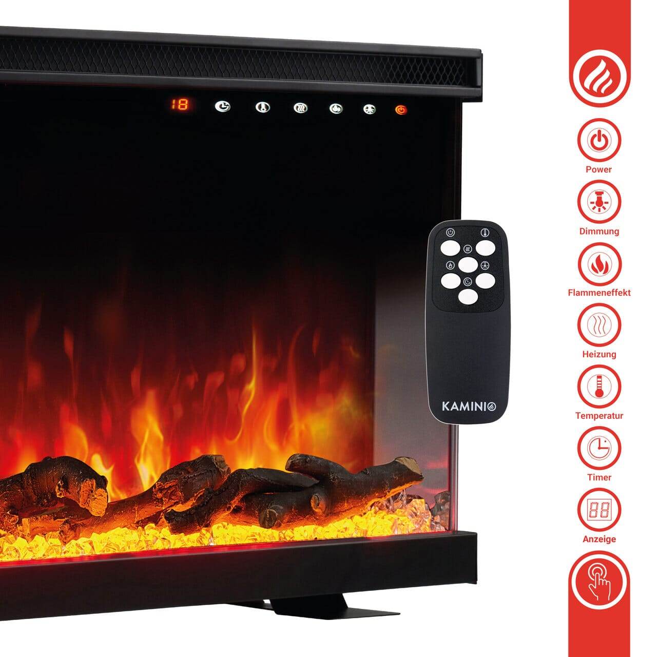 KAMINIO 3-in-1 Elektrokamin LEA - Panoramaview 36 Zoll Schwarz - Palo24