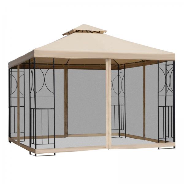 Gartenpavillon Festzelt Partyzelt wetterfest Zelt mit 4 Ablagen Beige 3 x 3 m