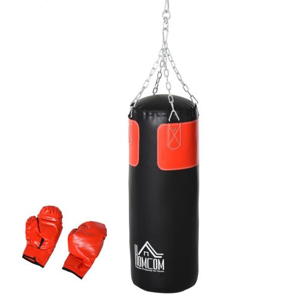 Boxsack Trainingsdummy Boxtraining Boxen mit Boxhandschuhen Schwarz Ø30 x 120 cm