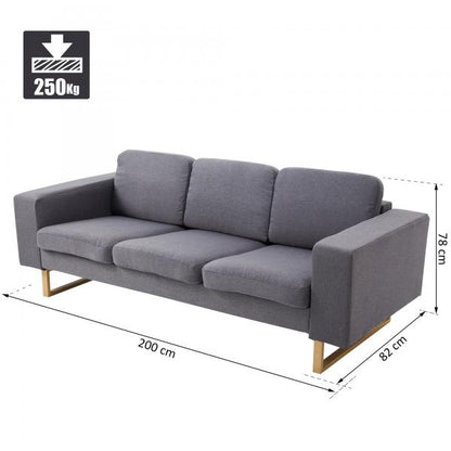 Polstersofa 3-Sitzer Stoffsofa dunkelgrau 200 x 82 x 78