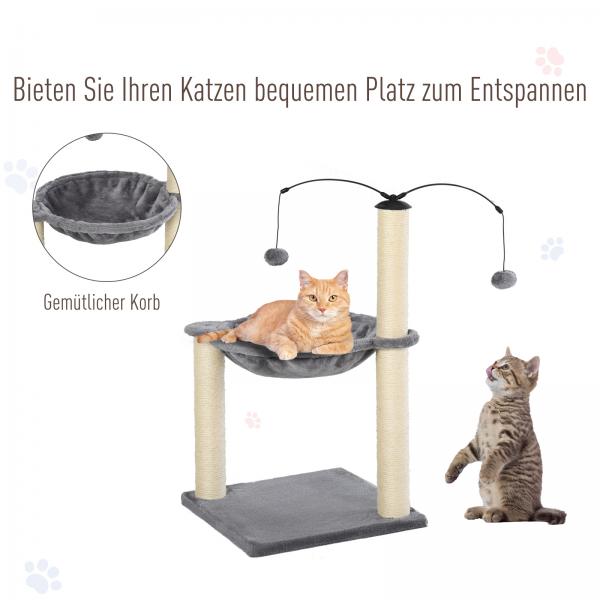 Kratzbaum Katzenbaum Kletterbaum mit Spin-Ball Grau