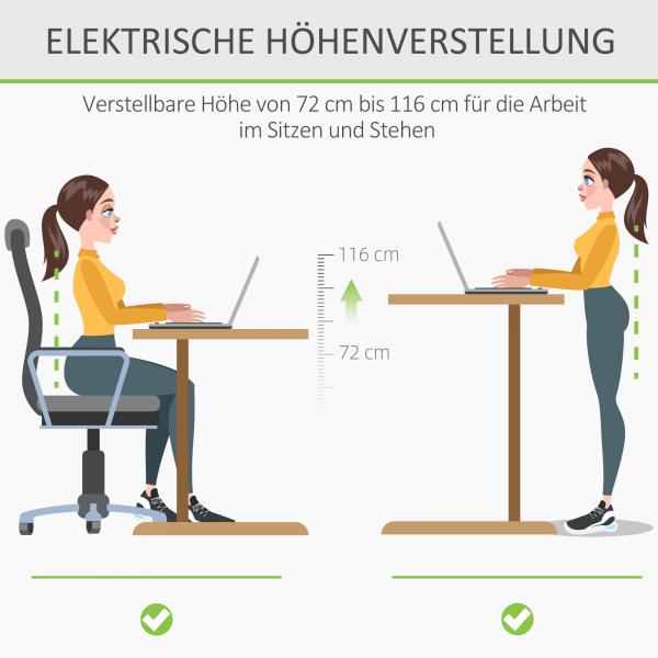 Elektrischer Schreibtisch Natur Weiss 140cm x 70 cm x 116 cm