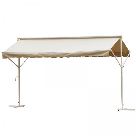 Tenda da sole da giardino autoportante con braccio pieghevole crema 4 x 3 m