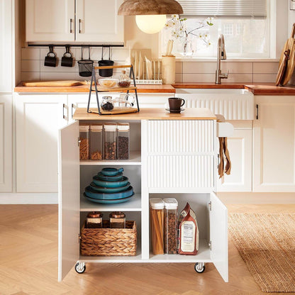 Design Kücheninsel | Servierwagen Weiß | Küchenwagen mit Arbeitsplatte - Palo24