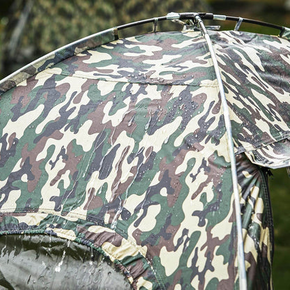 4in1-Zelt Mit Vorzelt Für 2 Personen Wurfzelt Feldbett Mit Campingliege Tarnfarbe - Palo24