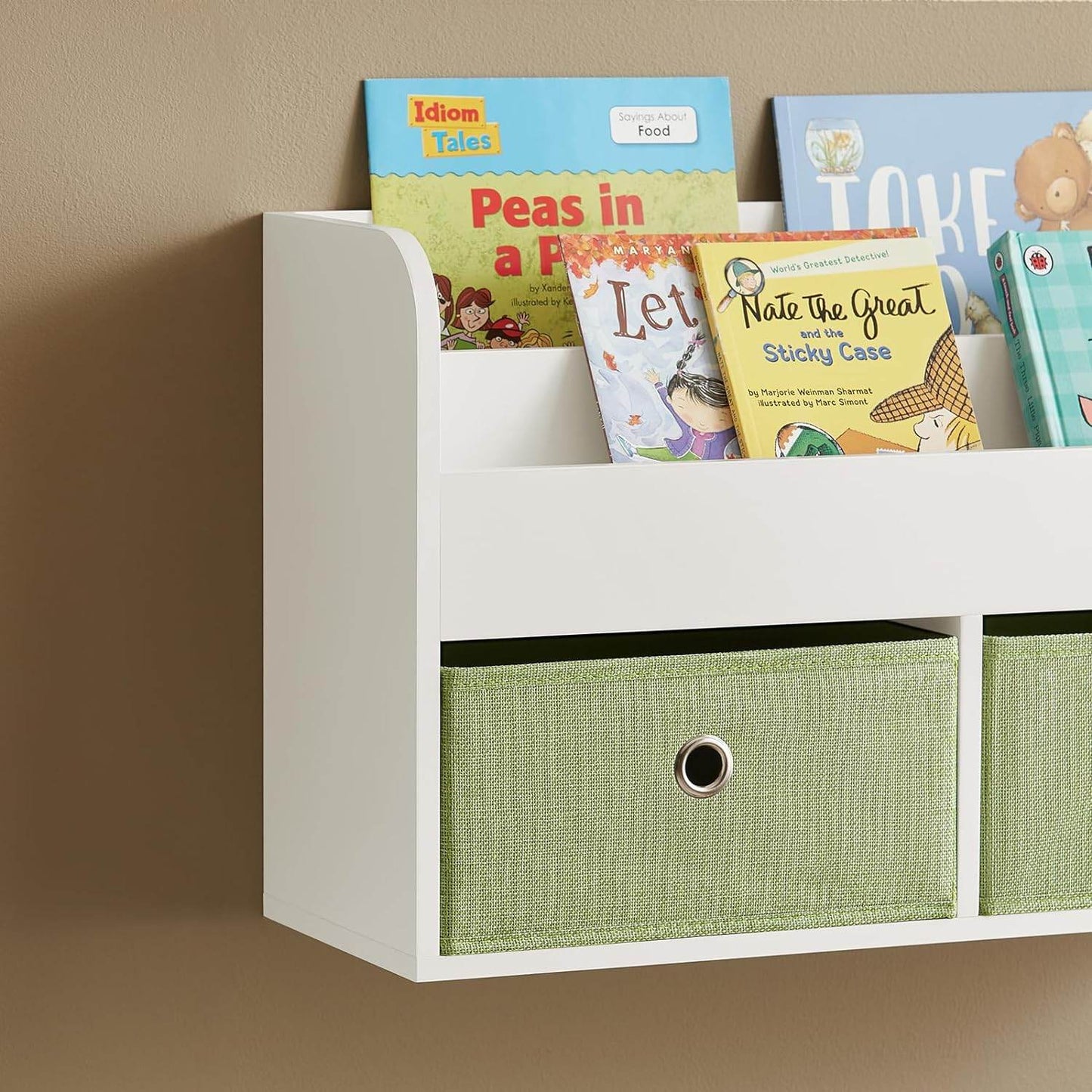 Kinderregal | Wandgarderobe | Bücherregal für Kinder | Grün Weiss KMB81-W - Palo24