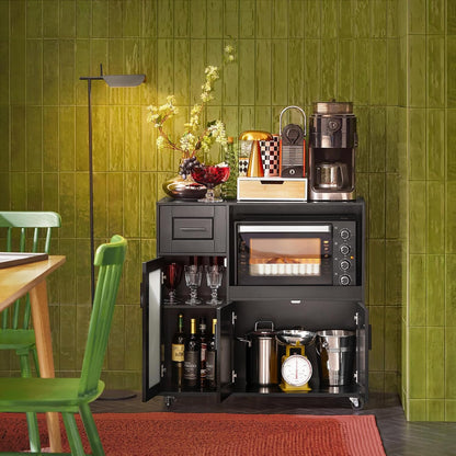 Küchenwagen | Sideboard auf Rollen | Küchenschrank| Rollwagen | Schwarz | FSB78-SCH - Palo24