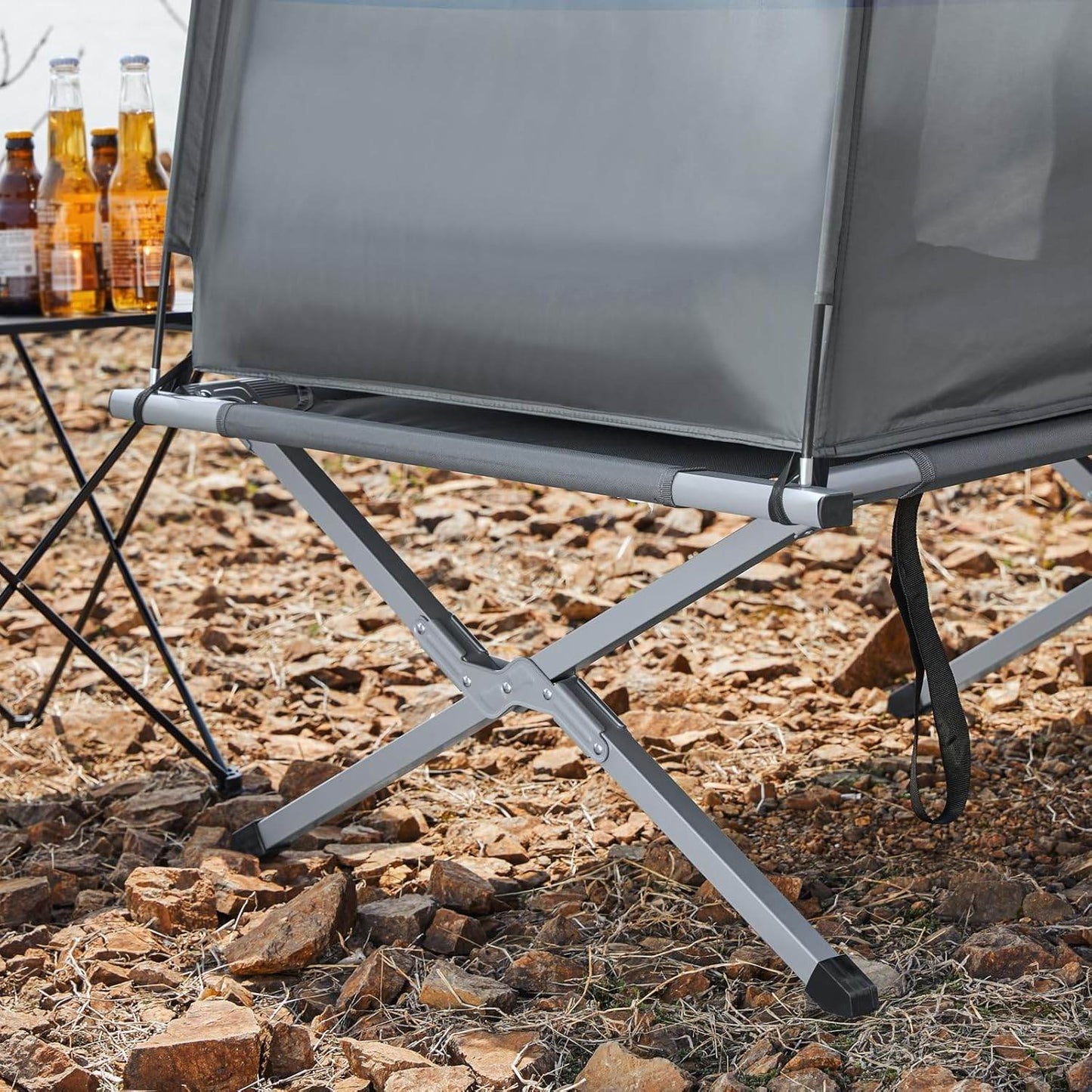 4in1-Zelt Für 1 Person Wurfzelt Feldbett Mit Campingliege Hellgrau - Palo24