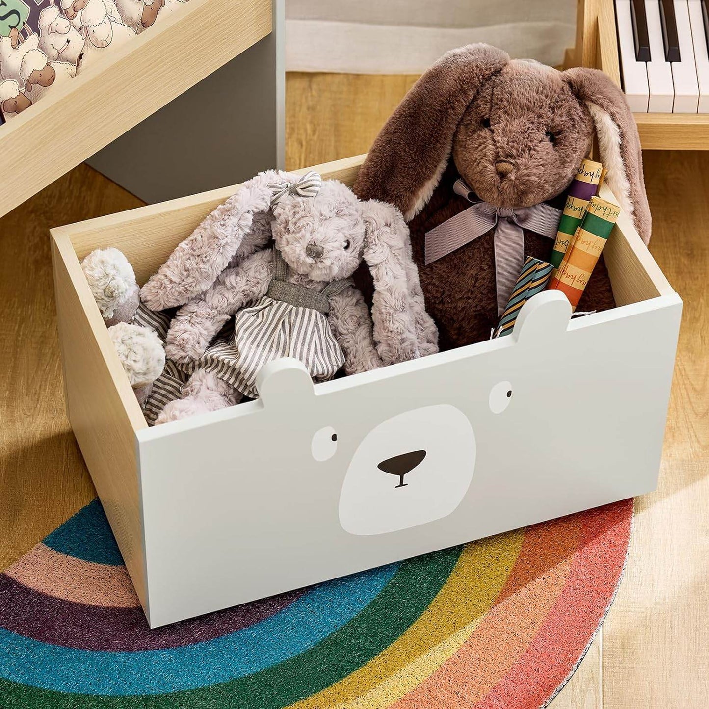 Kinderbücherregal | Spielzeugtruhe | Aufbewahrungsregal Kinderzimmer | Grau/Natur - Palo24