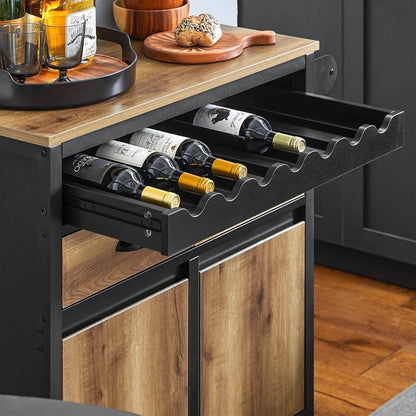 Küchenwagen Mit Flaschenablage | Servierwagen | Kücheninsel | Vintagebraun - Palo24