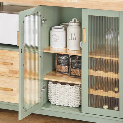 Sideboard mit 2 Glastüren | Küchenschrank | Kommode | Flurschrank | Grün - Palo24