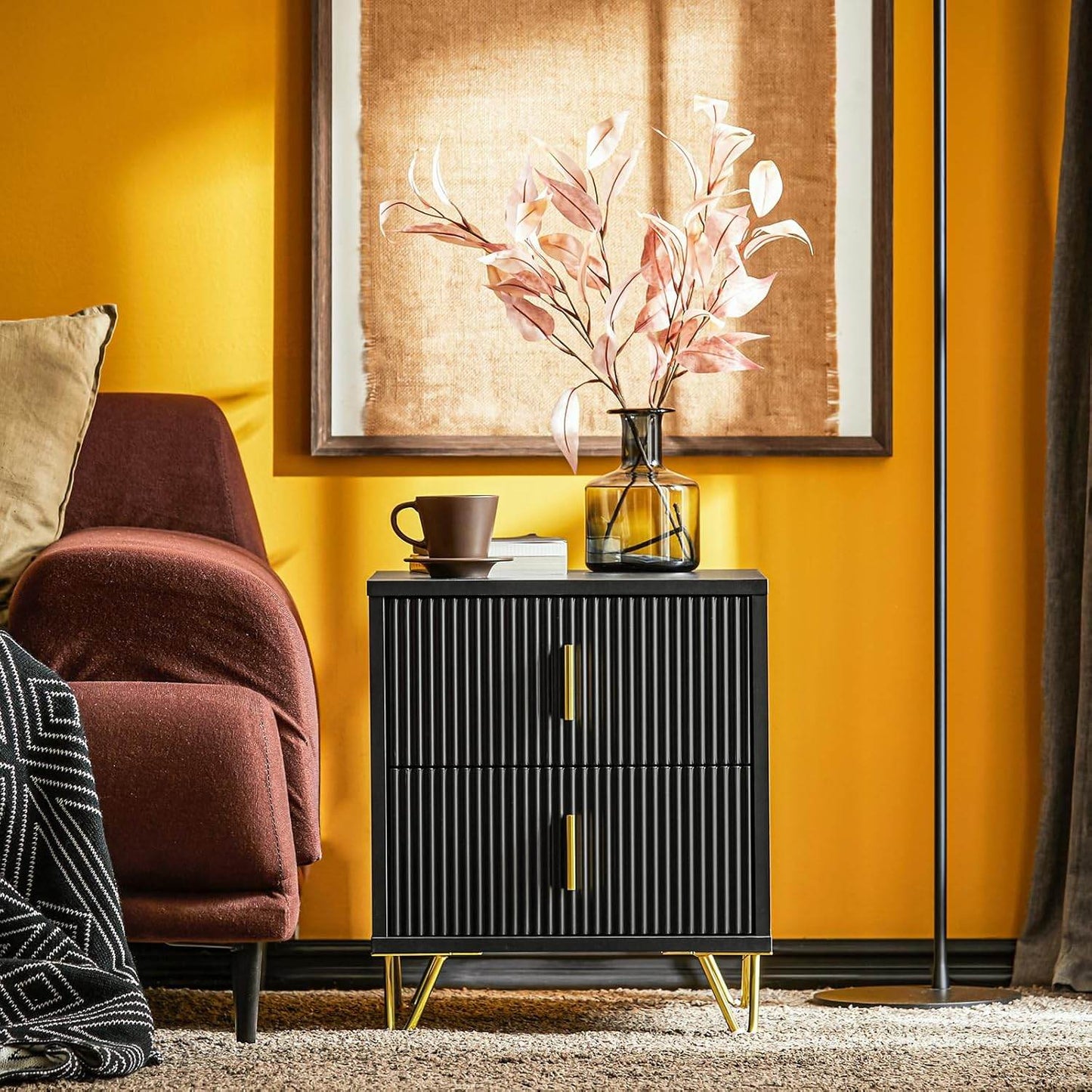 Nachttisch mit 2 Schubladen | Sofatisch | Beistelltisch | Schwarz - Palo24