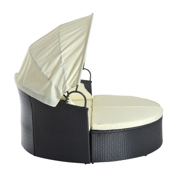 Sonneninsel Lounge Garnitur Sonnenliege Polyrattan schwarz creme