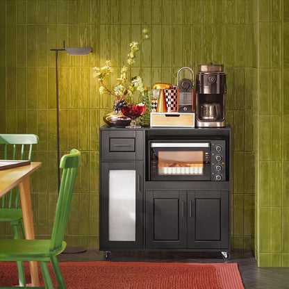 Küchenwagen | Sideboard auf Rollen | Küchenschrank| Rollwagen | Schwarz | FSB78-SCH - Palo24