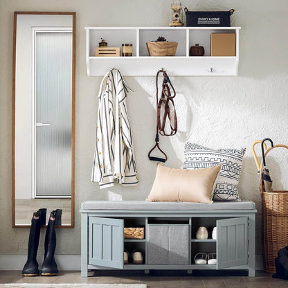 Sitzkommode | Schuhbank mit Sitzfläche | Sitzbank mit 1 Korb | Hellgrau - Palo24