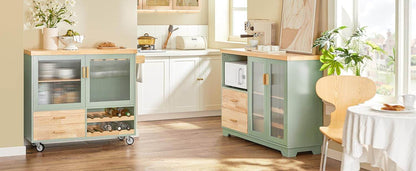 Sideboard mit 2 Glastüren | Küchenschrank | Kommode | Flurschrank | Grün - Palo24