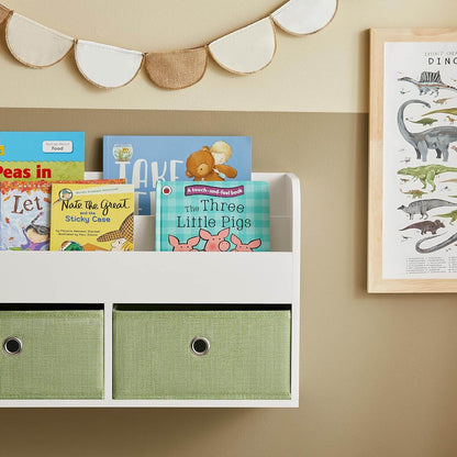 Kinderregal | Wandgarderobe | Bücherregal für Kinder | Grün Weiss KMB81-W - Palo24