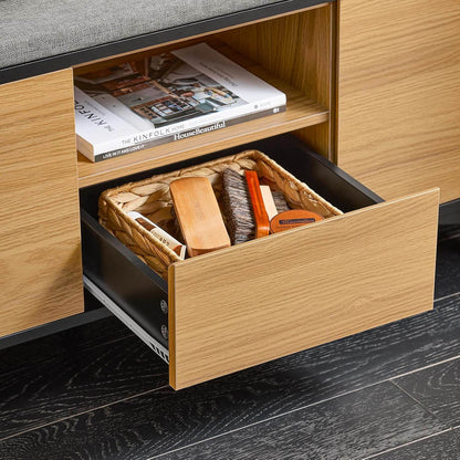 Schuhbank mit 1 Schubladen | Sitzbank | Schuhkommode | Dielenbank | Natur - Palo24