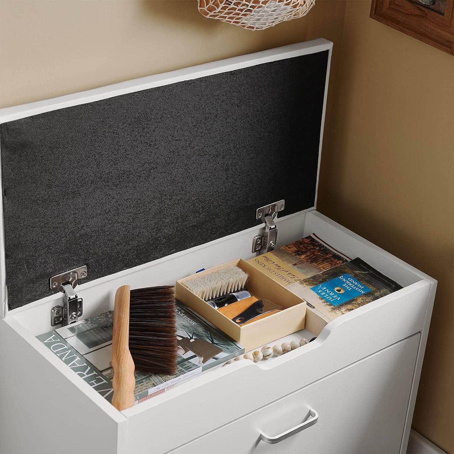 Schuhkipper | Schuhbank mit Sitzkissen | Weiss FSR95-W - Palo24