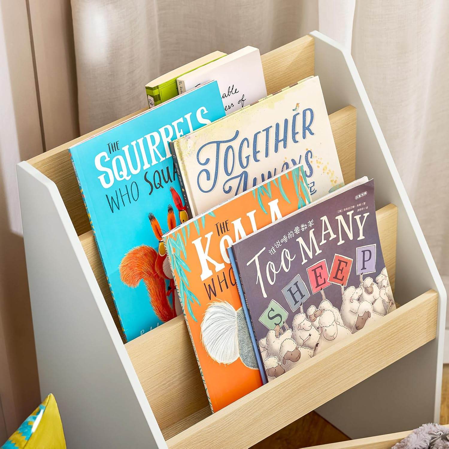 Kinderbücherregal | Spielzeugtruhe | Aufbewahrungsregal Kinderzimmer | Grau/Natur - Palo24