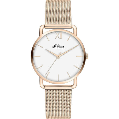 S.Oliver Damen Armbanduhr mit Edelstahl SO-4117-MQ Roségold