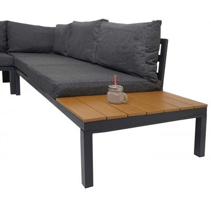 Garten Garnitur HWC-H54b, Garnitur Sitzgruppe Garten-/Lounge-Set Sofa, Olefin Polywood Alu ~ Polster dunkelgrau