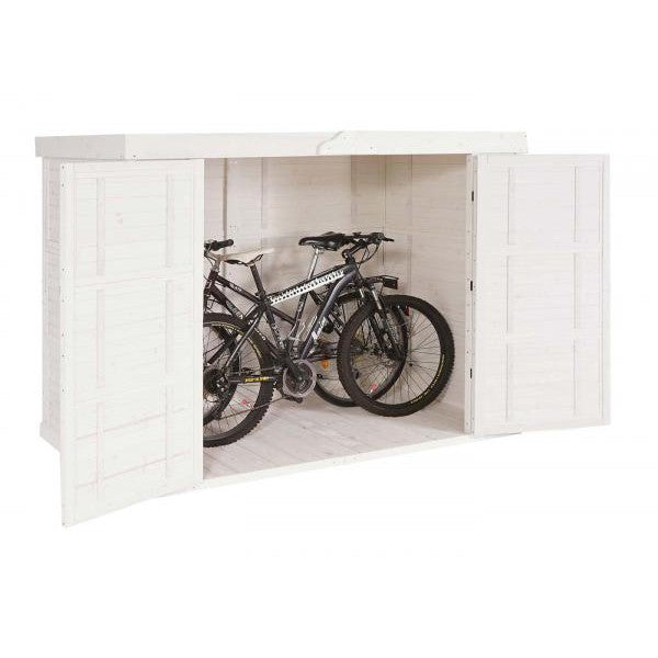 2er-Fahrradgarage HWC-H63b, Fahrradbox Gerätehaus, abschließbar MVG-zertifiziert 155x205x107cm ~ weiss