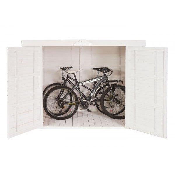 2er-Fahrradgarage HWC-H63b, Fahrradbox Gerätehaus, abschließbar MVG-zertifiziert 155x205x107cm ~ weiss