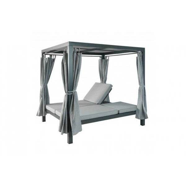 Lounge-Gartenliege XL Sonnenliege Bali-Liege Doppelliege Outdoor-Bett, 10cm-Polster aus Olefin Alu ~ grau - Palo24