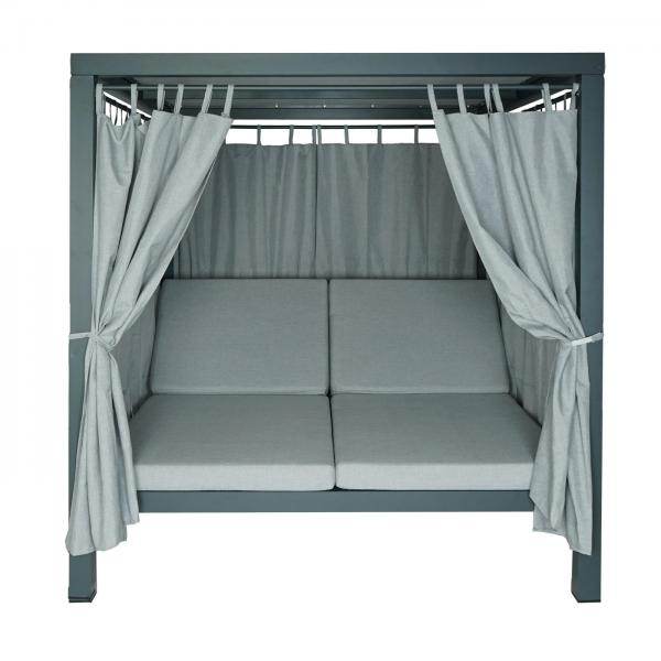 Lounge-Gartenliege XL Sonnenliege Bali-Liege Doppelliege Outdoor-Bett, 10cm-Polster aus Olefin Alu ~ grau - Palo24