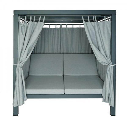 Lounge-Gartenliege XL Sonnenliege Bali-Liege Doppelliege Outdoor-Bett, 10cm-Polster aus Olefin Alu ~ grau - Palo24