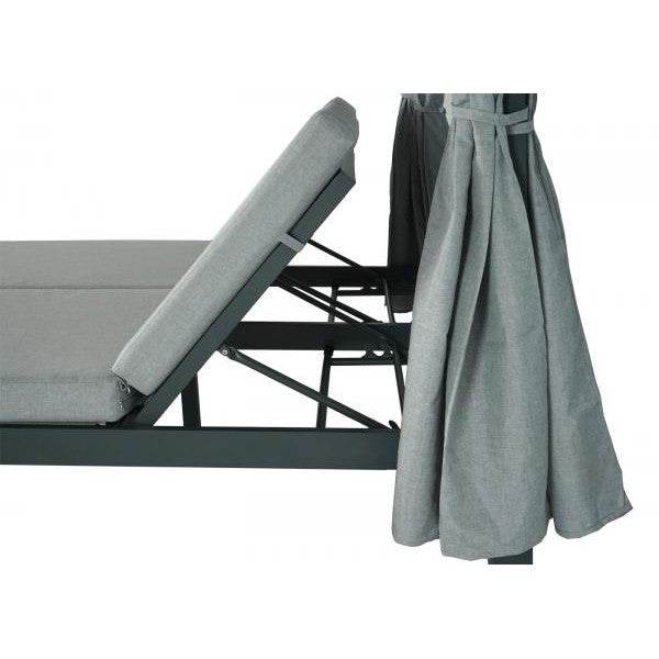 Lounge-Gartenliege XL Sonnenliege Bali-Liege Doppelliege Outdoor-Bett, 10cm-Polster aus Olefin Alu ~ grau - Palo24