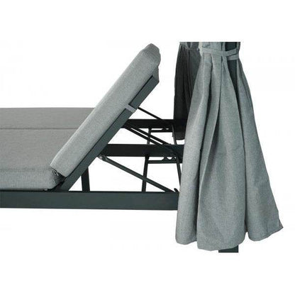 Lounge-Gartenliege XL Sonnenliege Bali-Liege Doppelliege Outdoor-Bett, 10cm-Polster aus Olefin Alu ~ grau - Palo24