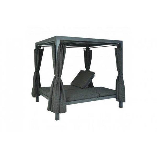 Lounge-Gartenliege XL Sonnenliege Bali-Liege Doppelliege Outdoor-Bett, 10cm-Polster aus Olefin Alu ~ anthrazit - Palo24