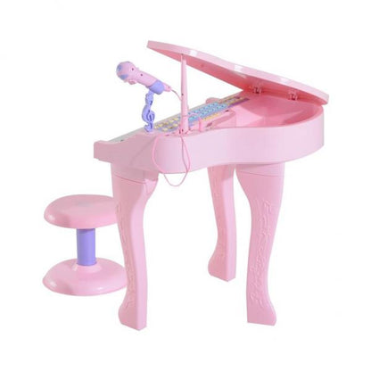 Kinder Klavier Keyboard Musikinstrument MP3 USB 37 Tasten mit Hocker Rosa