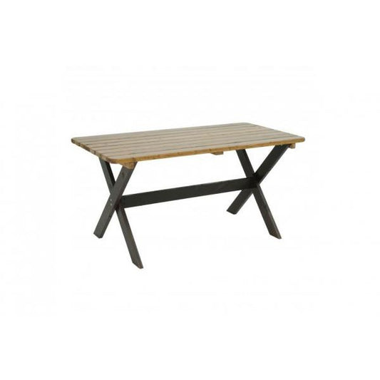 Gartentisch Holztisch, Massiv-Holz MVG-zertifiziert 149cm ~ braun, Kiefer dunkelbraun